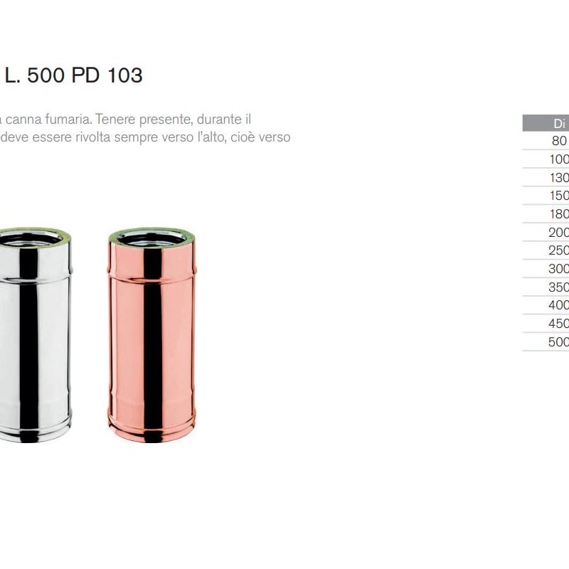 Dwuścienna rura izolowana ze stali nierdzewnej 50 cm wew. 100 / zew. 150