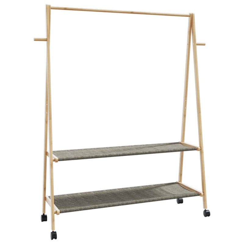 vidaXL Appendiabiti con Ripiani e Ruote 90x35x155 cm in Bambù