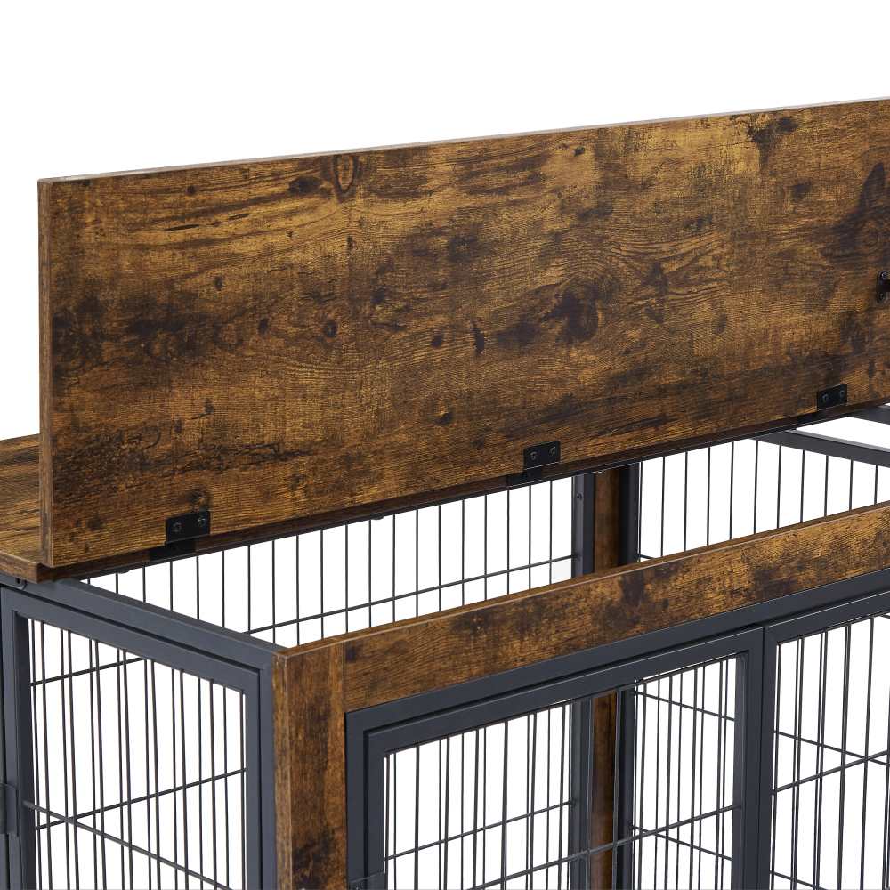 Caixa para Cão Estilo Móvel, Nicho Interior com Dupla Porta, Tampa Abrir e Rodas para Fácil Mobilidade 80x56x69.5cm - 8