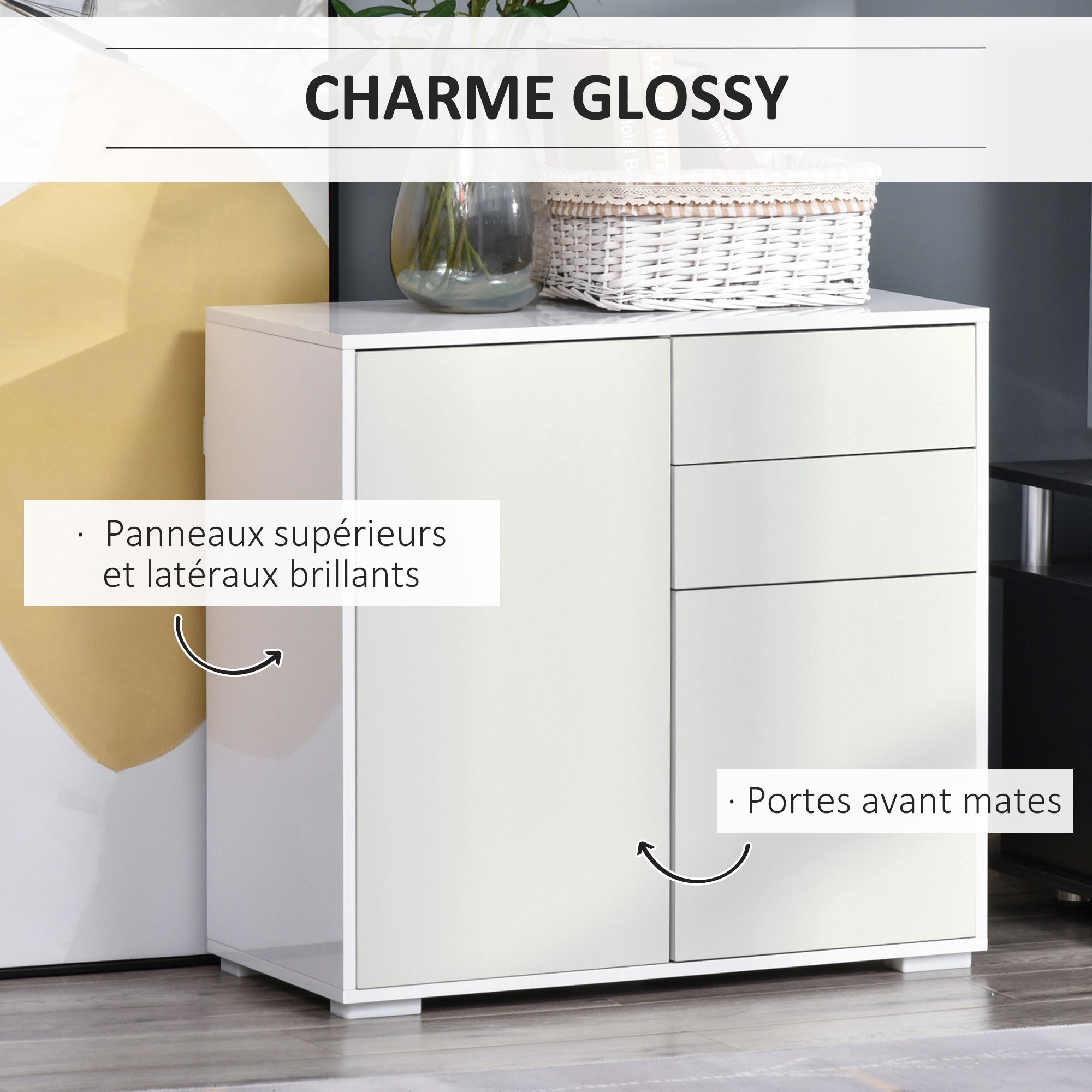 Meuble de rangement avec 2 tiroirs et 2 placards blanc | Leroy Merlin
