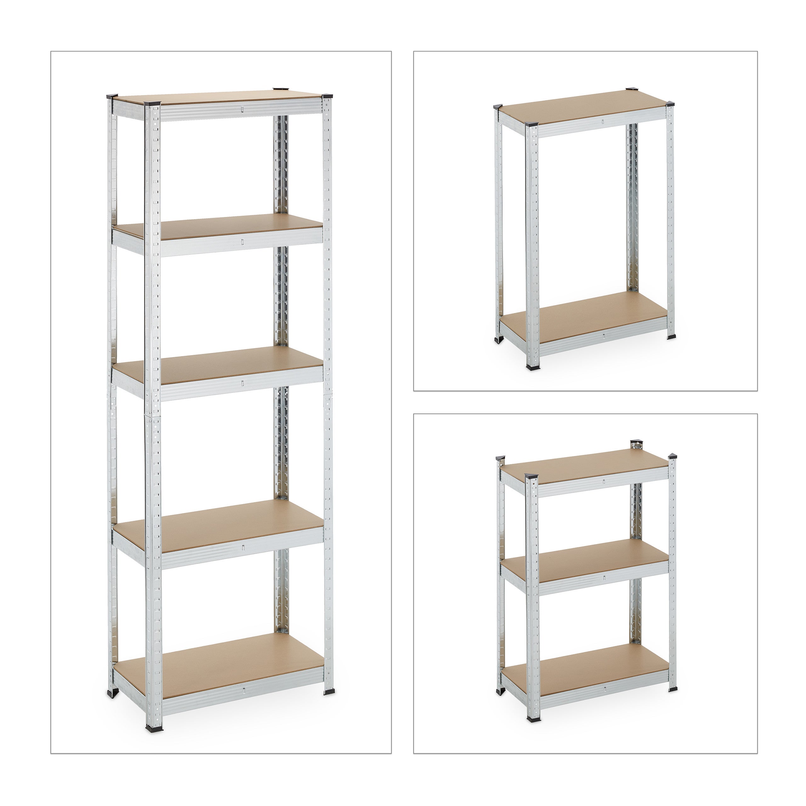 Étagère charge lourde, HxLxP: 180 x 60 x 30 cm, 500 kg, acier galvanisé, rangement cave, à monter, argenté, Relaxdays - 6