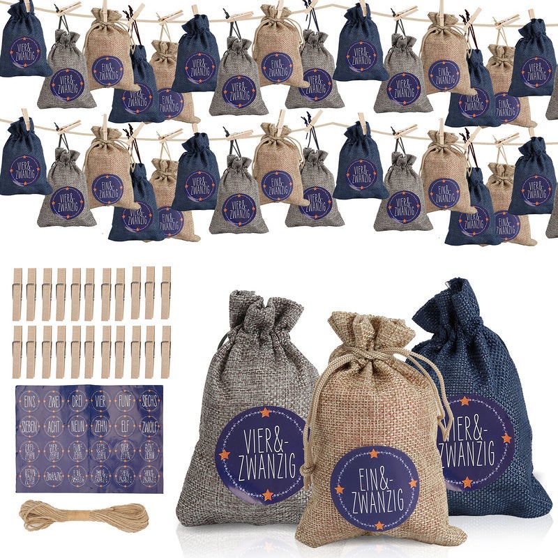 Borsa del calendario dell'Avvento,24 calendari dell'Avvento fai-da-te,borsa di stoffa del calendario dell'Avvento di Natale,borsa a sorpresa - 9