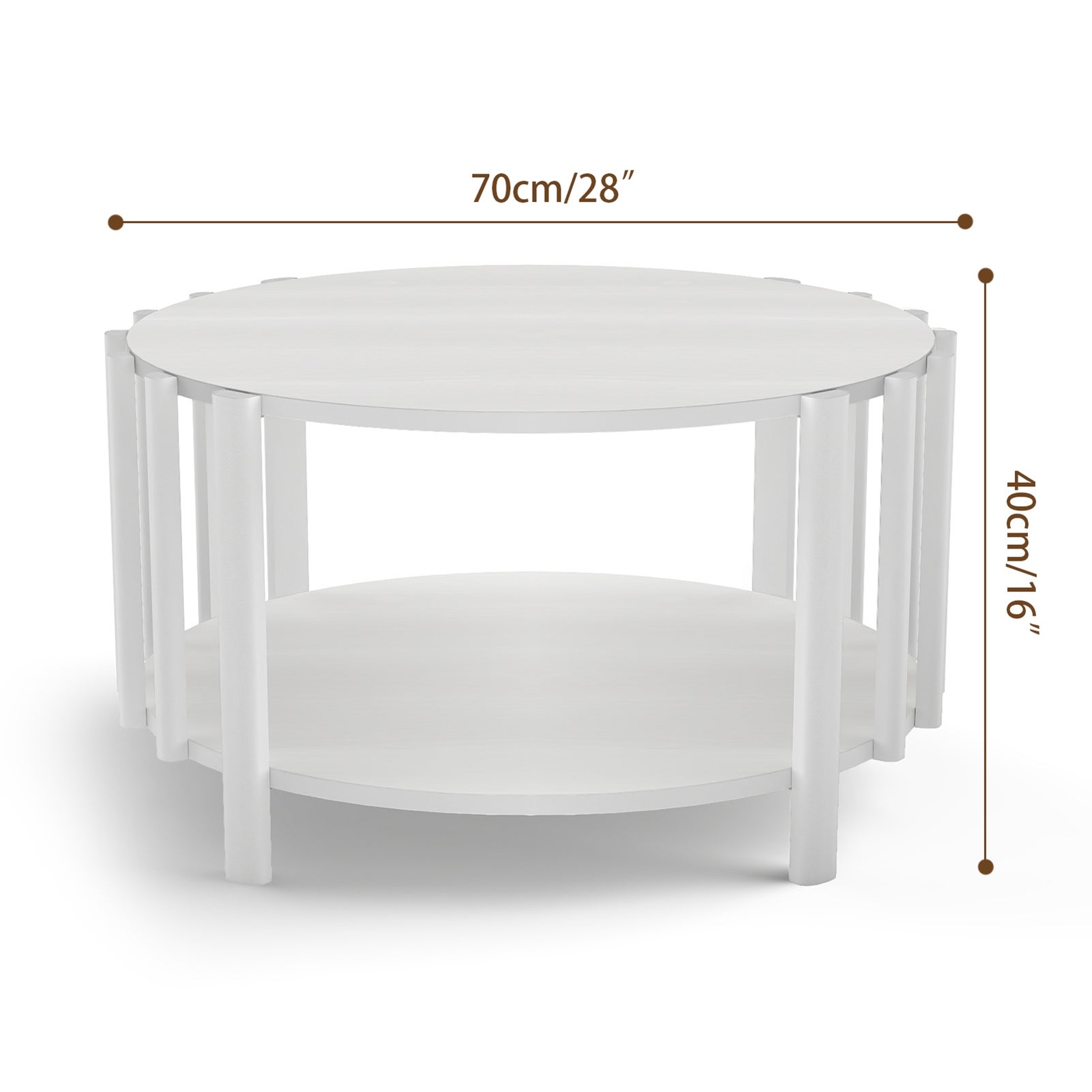 Tavolino rotondo moderno 70x40 cm in MDF – Design minimalista multifunzionale per soggiorno, tavolino decorativo – Bianco - 8