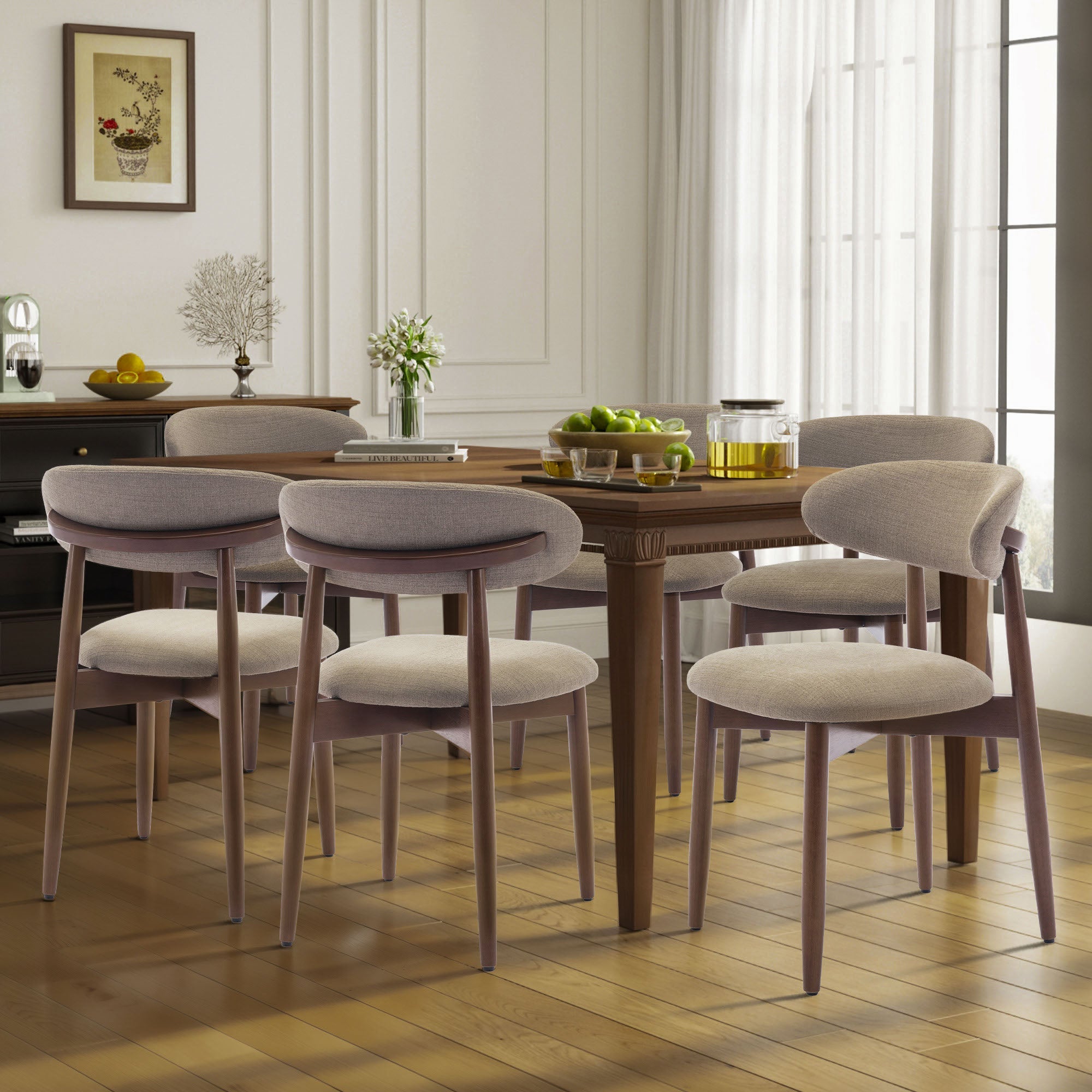Lot de 2 Chaises de Salle à Manger, Assise en Mousse Haute Densité, Dossier Ergonomique, Marron - 9