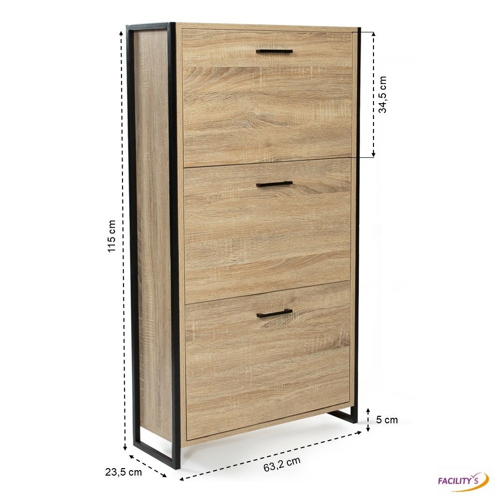 Meuble à chaussures pour Entrée en Bois Marron Industriel 18 paires maximum - 2