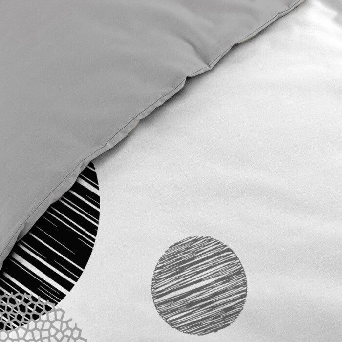 Housse de Couette 240 x 220 cm + 2 Taies – 100 % Coton 57 Fils – Stormi Noir & Blanc - 2