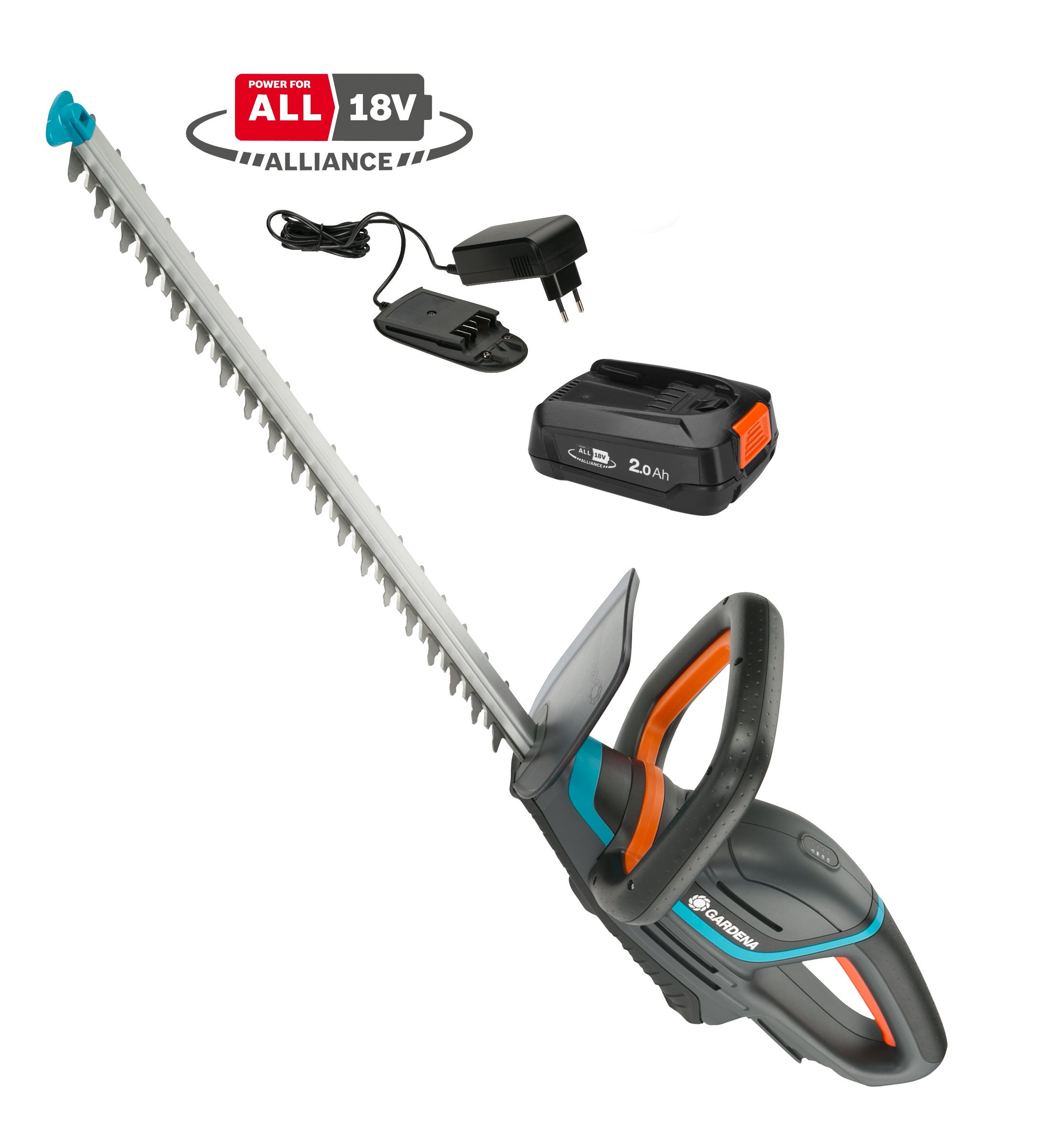Gardena ComfCut 50/18V P4A Akumulatorowy zestaw nożyc do żywopłotu (1 x 2,0 Ah) - 50 cm