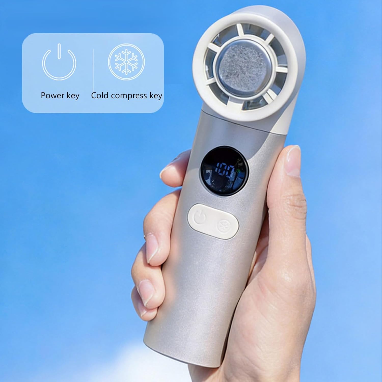 Ventilateur coudé compact avec batterie de 3000 mAh silencieux, convient pour sac à main, ventilateur à main avec col flexible - 3