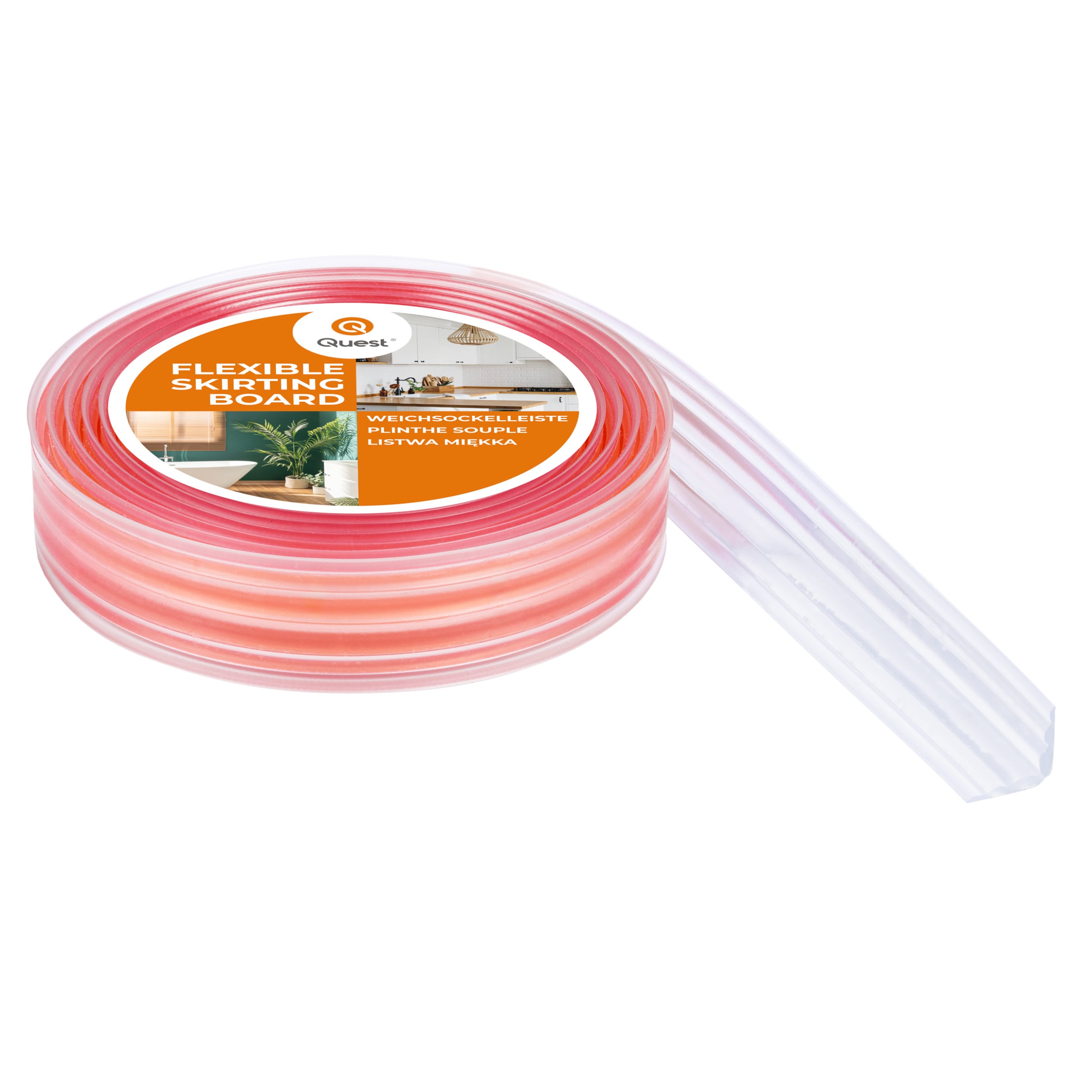Ochrona narożników PVC samoprzylepna 20x20 mm - dekoracyjna, elastyczna, odporna na UV, 5 m, transparentny