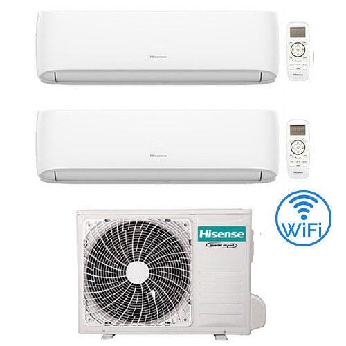 Condizionatore Hisense Hi Comfort Wifi R32 Dual Split Inverter 7000 + 7000 BTU con U.E. 2AMW35U4RGC Classe A++/A+