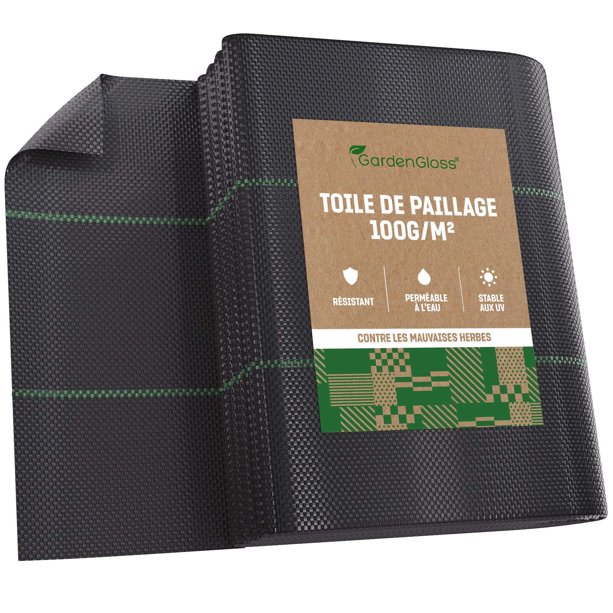 Toile De Paillage Anti-Mauvaises Herbes 100g/m² 25m² Avec 12 Piquets - Ultra Résistante Anti-UV Pour Jardin & Potager