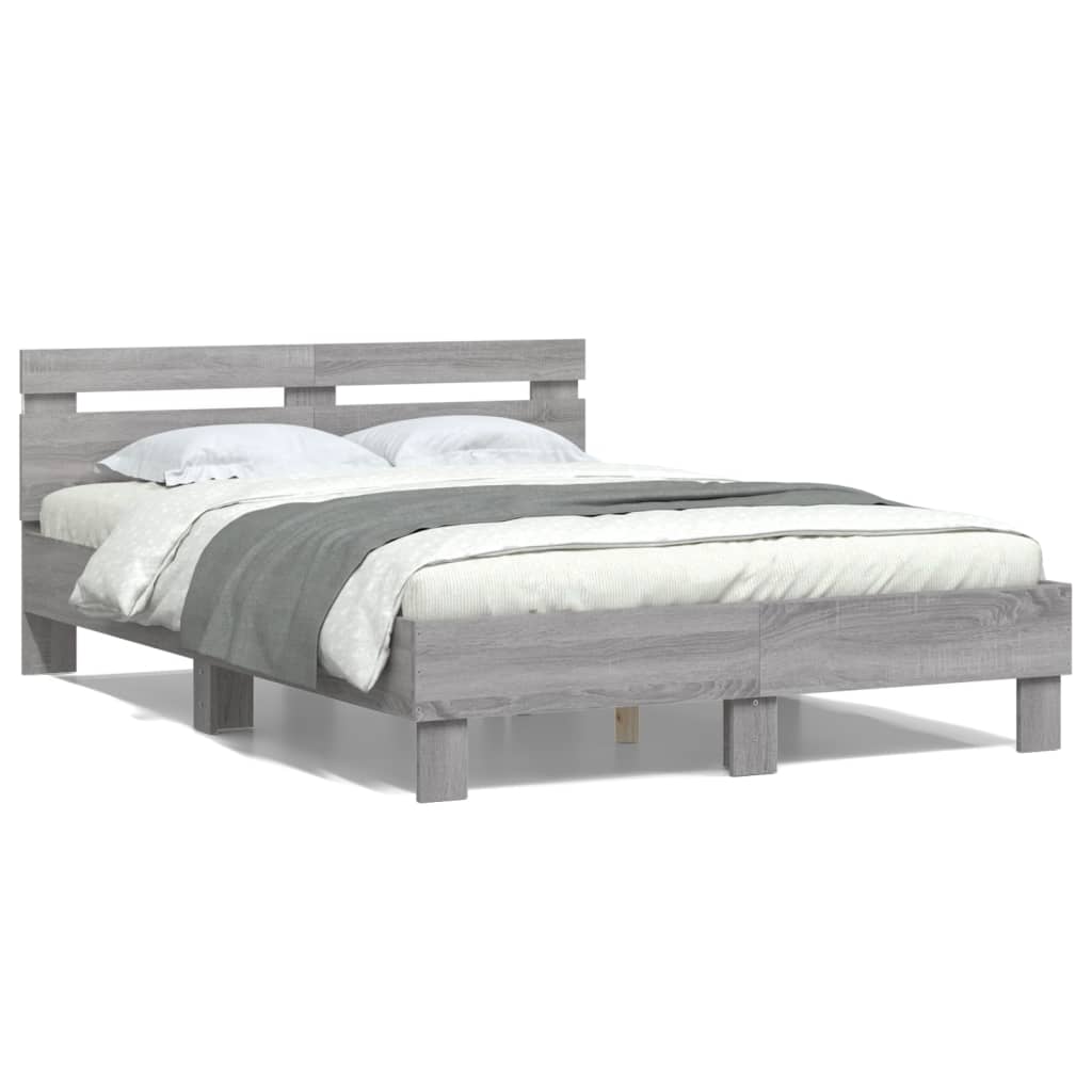 Cadre de lit avec tête de lit et led chêne sonoma 140x190 cm