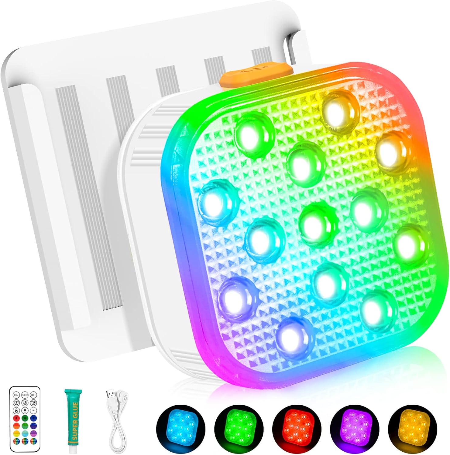4 Lampes LED Rechargeables Noires 30W - étanches, à Batterie Pour Pêche/bricolage