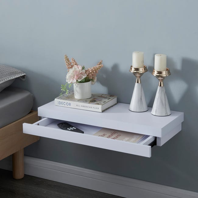 Set 2 Mensole Con Cassetto In Bambù - 40x24x8cm, Nero/Naturale, Per Parete, Multiuso - Foto 9