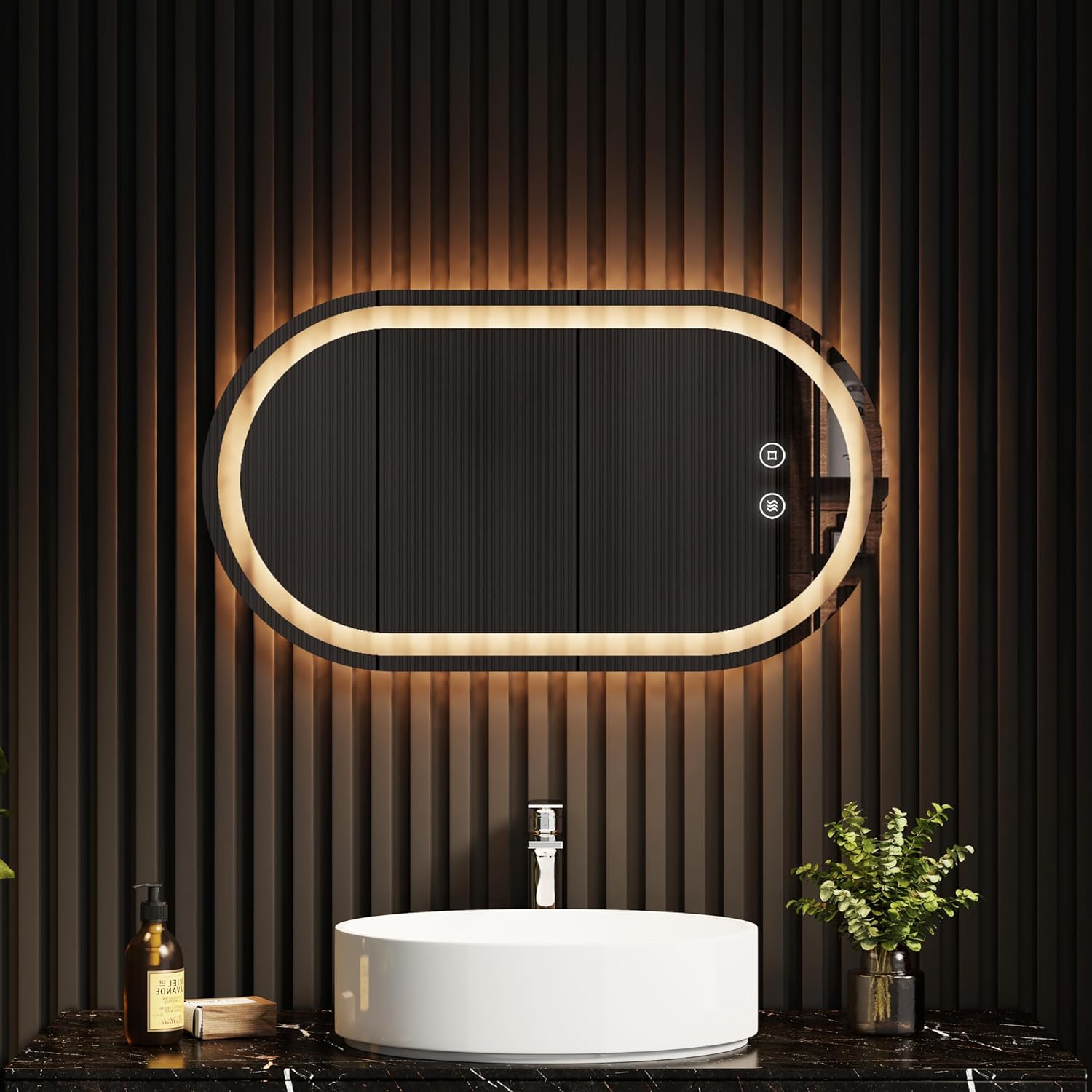 Espejo De Baño LED Redondo De 100 X 100 Cm, Antivaho, 3 Colores, Tiempo