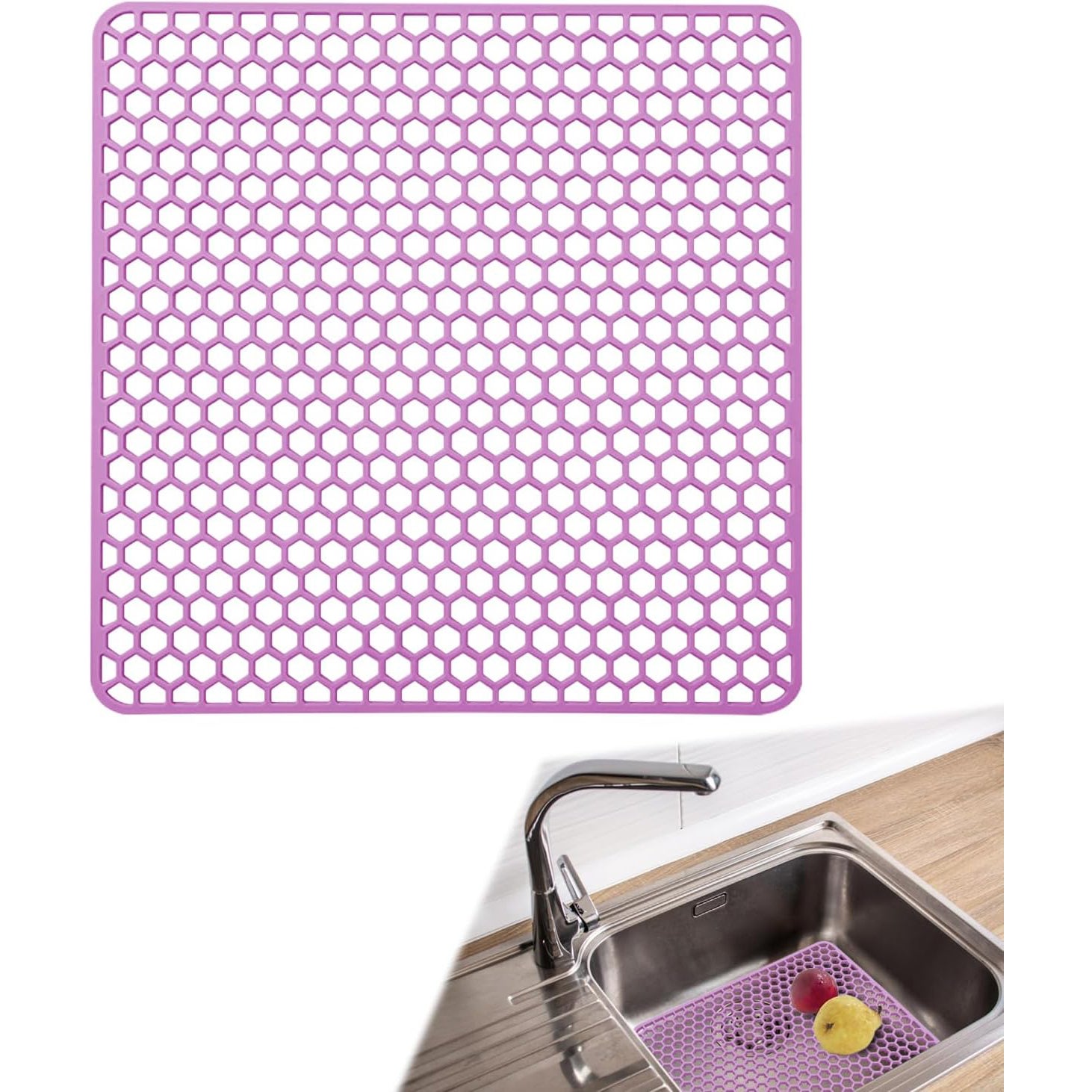 Tapis De Selle D'évier En Silicone - Protection Anti-rayures Pour Double évier De Cuisine, Lavable Au Lave-vaisselle (gris)
