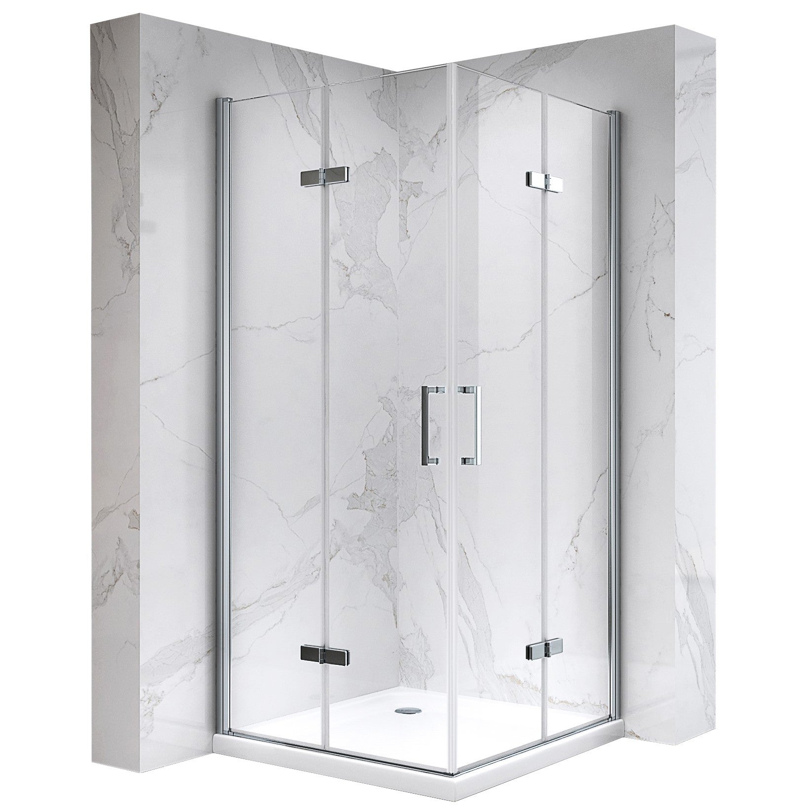 ATÉA Cabine de douche H 190 cm, 2 portes pliantes et pivotantes - verre transparent 70 x 115 cm - 8