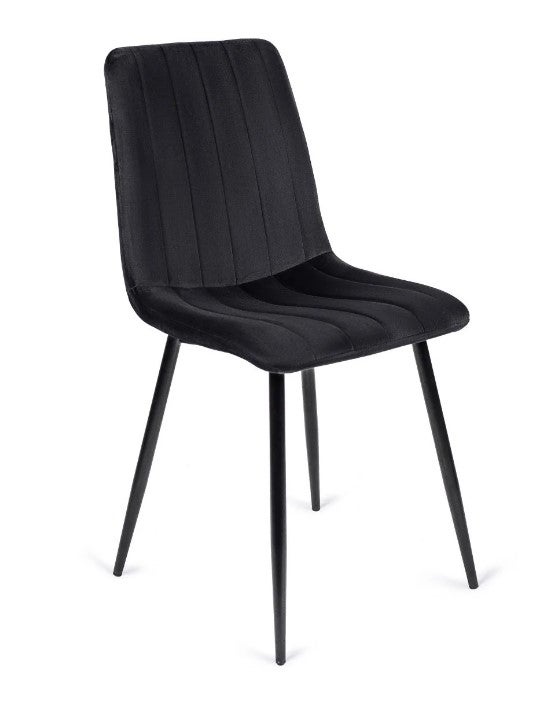 Krzesło Tapicerowane Welurowe Kuchenne Do Jadalni Salonu Loft Czarne IBIS