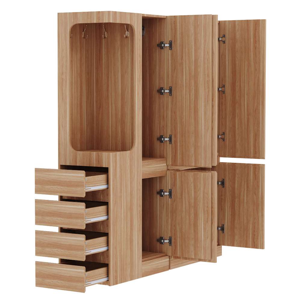 Armoire Grande Capacité 140x40x170 cm avec Tiroirs et Compartiments, Espace Ouvert pour Rangement - 7