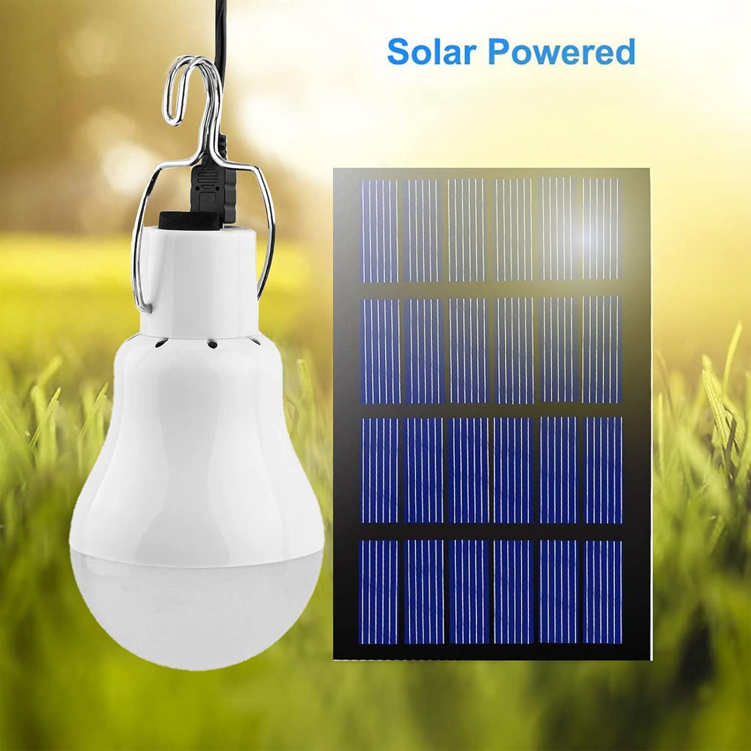 Lampe Solaire LED Portable – Ampoule Pour Camping, Jardin, Intérieur/extérieur – Rechargeable