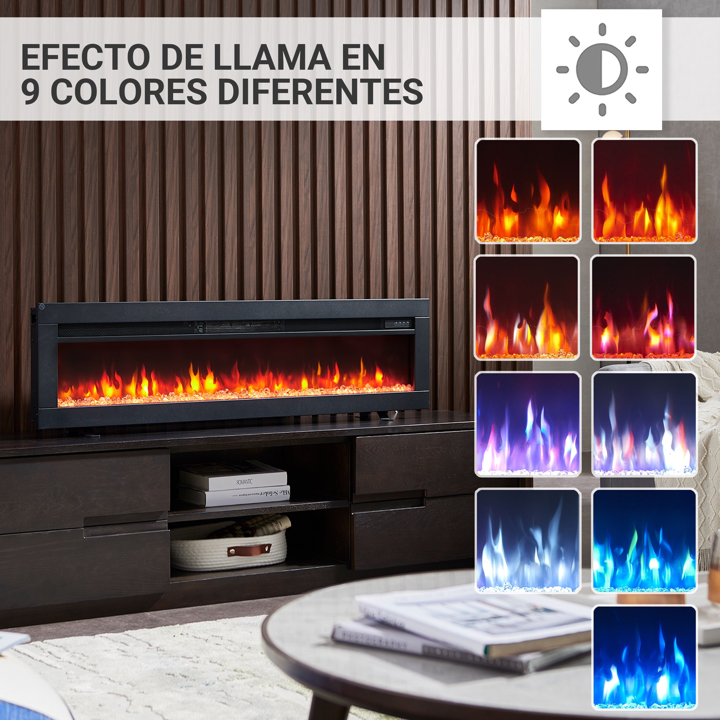 Chimenea eléctrica BALDERIA Agnes 50 - 3 en 1: chimenea de pie, mural o empotrable - 5