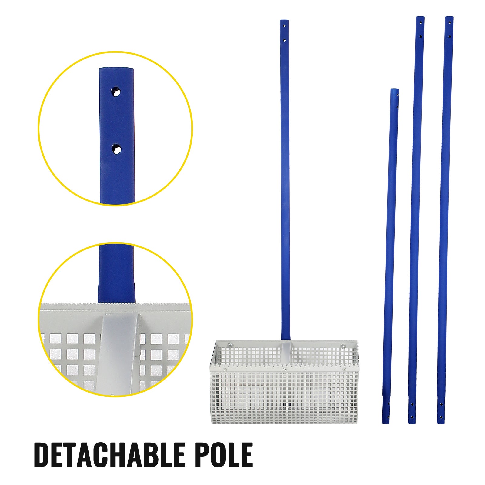 Râteau Anti-puces De Sable – Râteau De Plage De Qualité Commerciale Pour Le Sable, Tamis à Dents De Requin Avec Poignée Ergonomique Robuste De 140 Cm