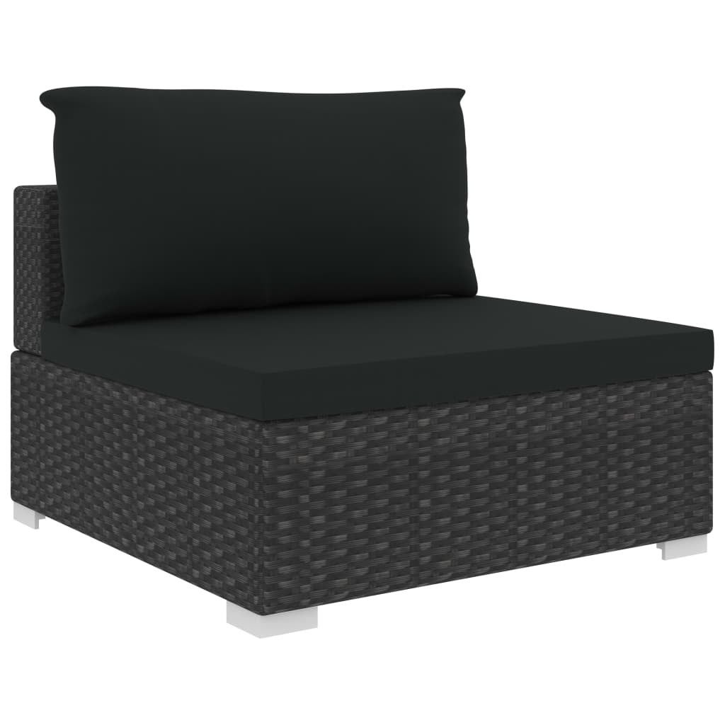 Salon de jardin 4 pcs avec coussins Résine tressée Noir 8 - 5