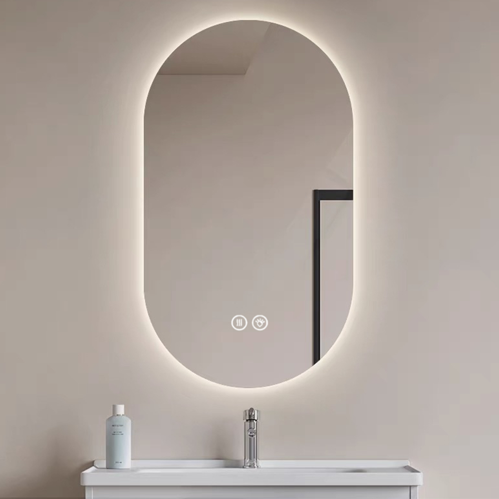 Miroir avec 3 mode lumière smart réglables ovale pour salle de bain 60x90 cm miroir de maquillage - 6