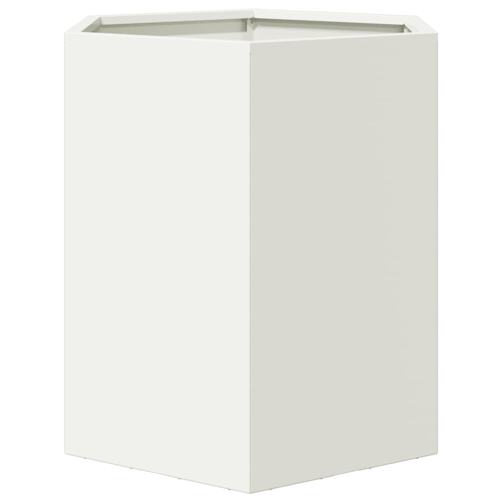 Maison Exclusive - Jardinera hexagonal acero blanco 46x40x45 cm - 5