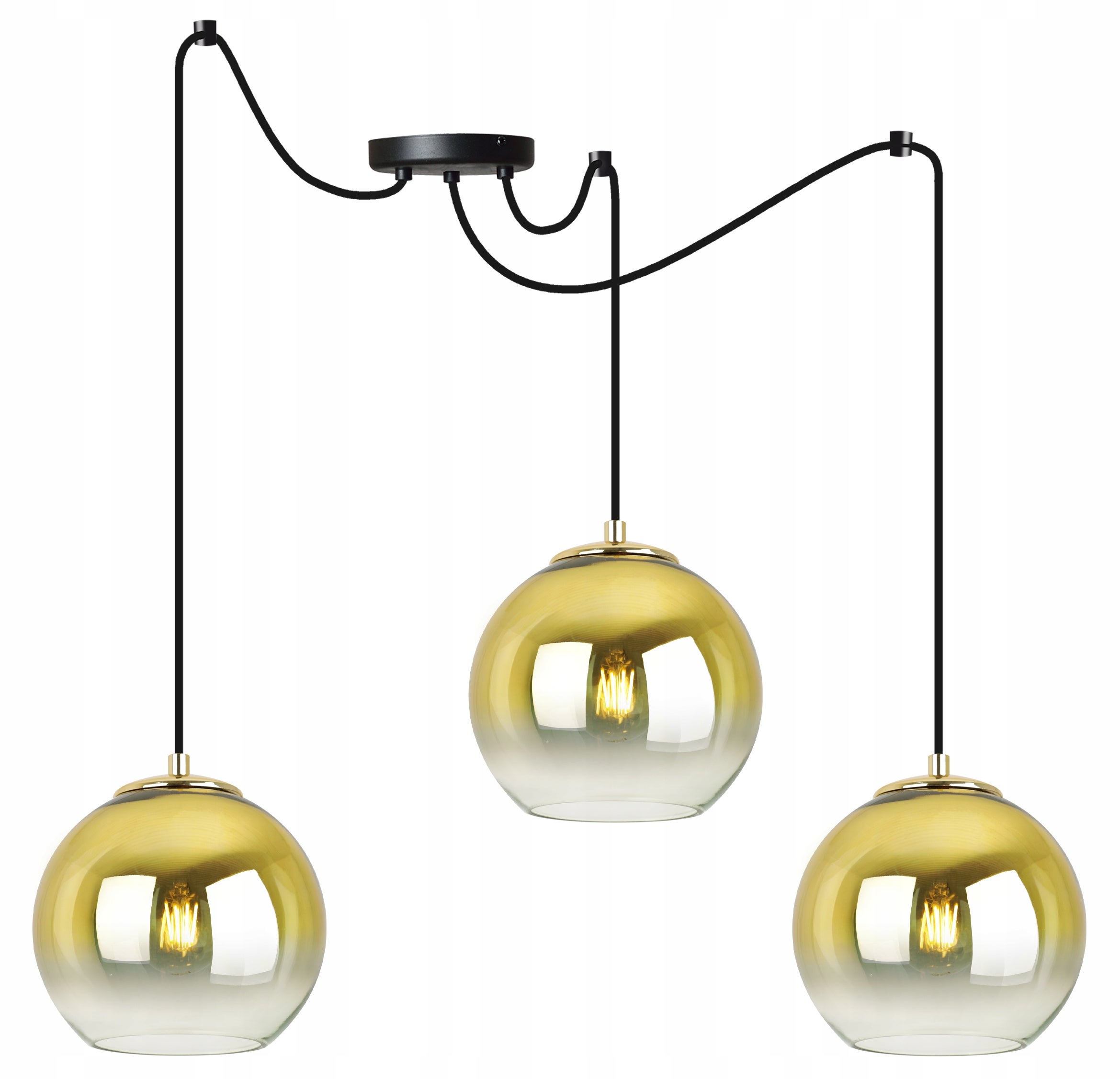 Lampa sufitowa wisząca Spider Beren Gold modern 3xE27 15cm abażur kula złota Light Home LH