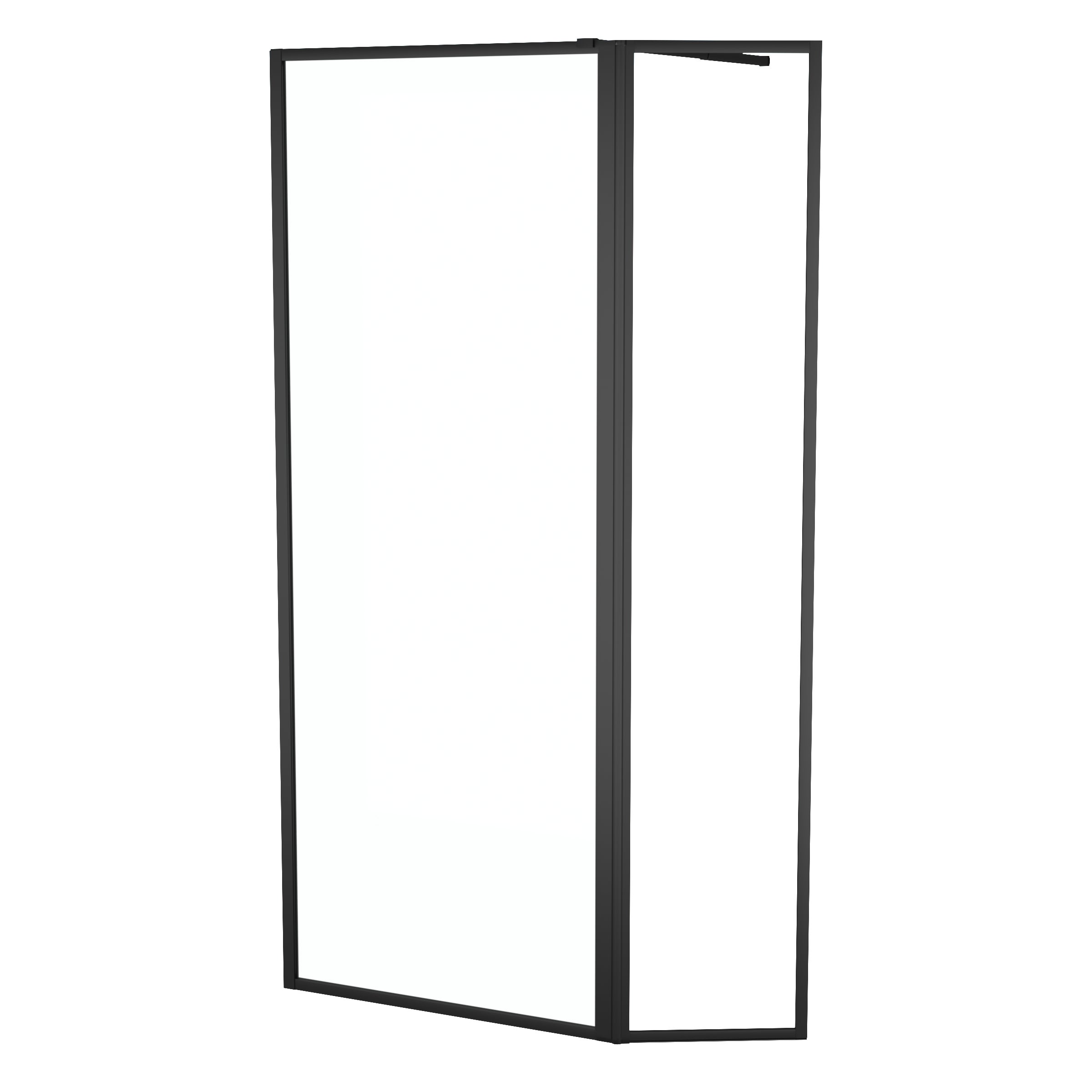 Paroi de Douche avec Volet Pivotant - Cadre et Bras Alu. NOIR MAT - 80+40x200cm - DARK CONTOURING - 3