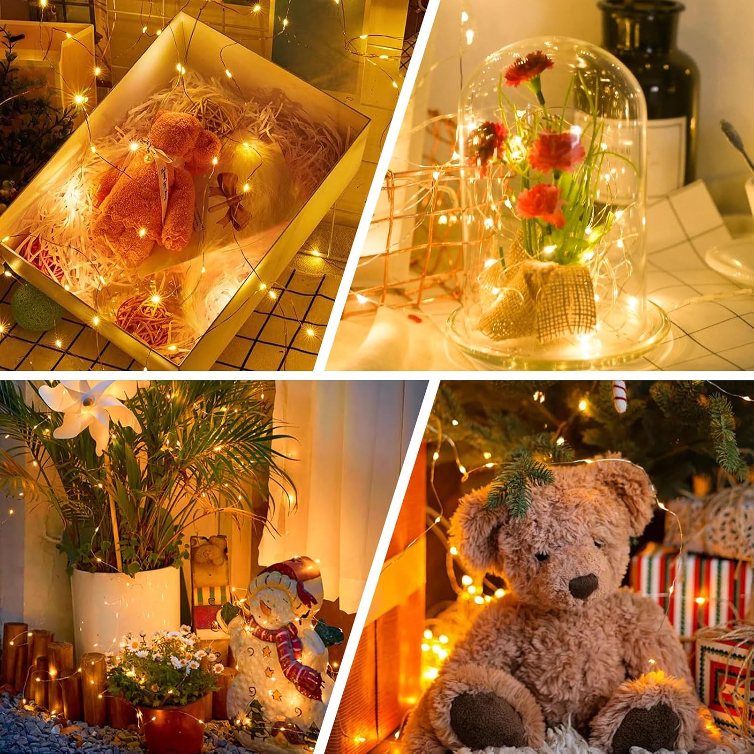 Cordão de Luzes Solares para Exterior, 2 x 10 m, 100 LED, À Prova D'água, Luz Branca Quente, 8 Modos de Iluminação - 5