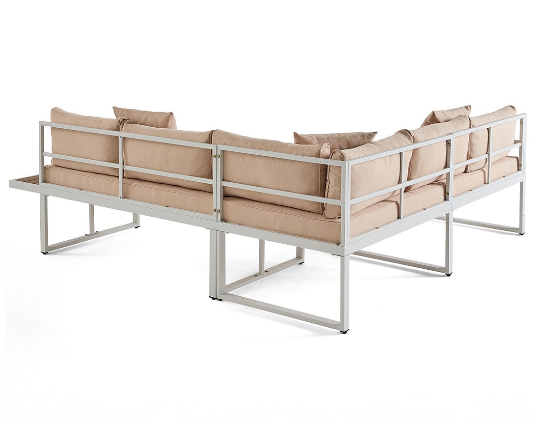 Salon de jardin en Acier Blanc 5 personnes - 5