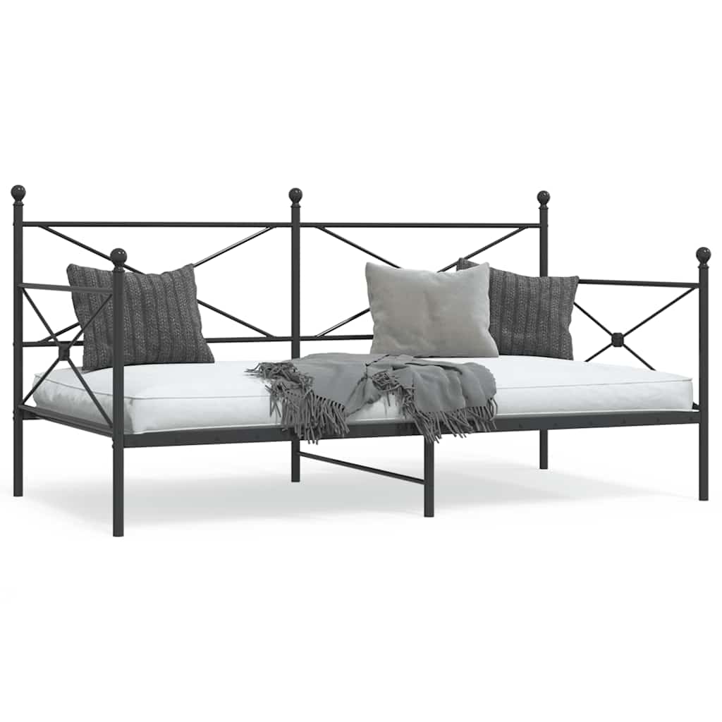 Łóżko dzienne bez materaca czarne 100x200 cm stalowe vidaXL