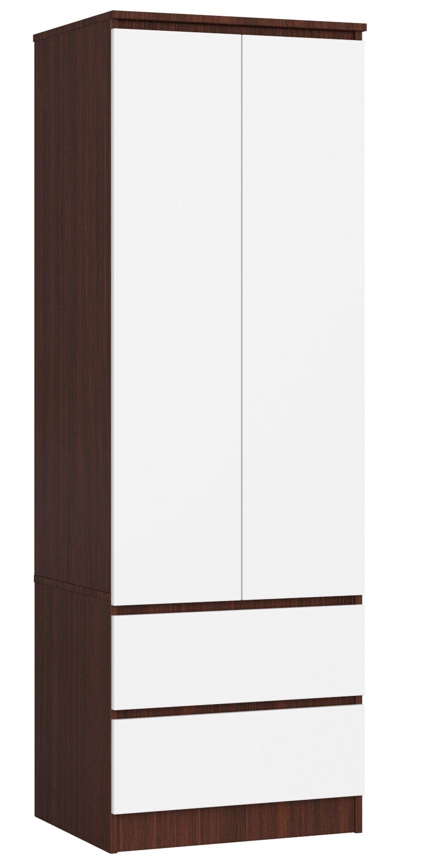 Szafa AKORD S60 Wenge 60 cm 2 drzwi 2 szuflady kolor Biały mat 1 półka 60x51x180 cm