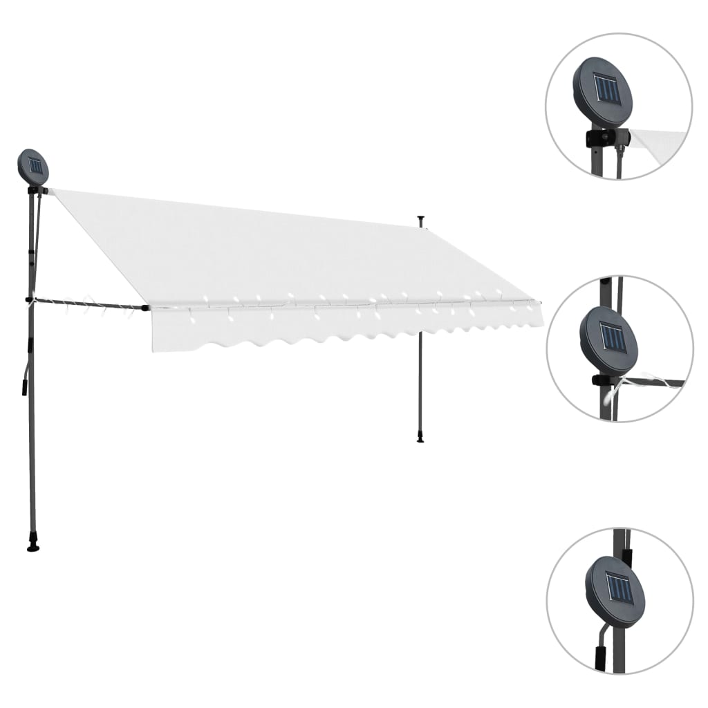 Maison Exclusive - Tenda da Sole Retrattile Manuale con LED 400 cm Crema - 3