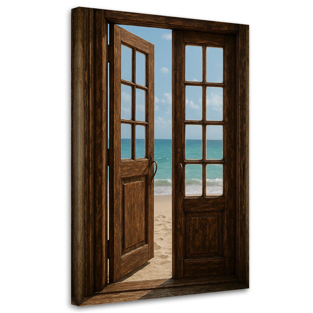 Obraz do salonu, Shabby Chic Widok Drzwi na plażę 40x60