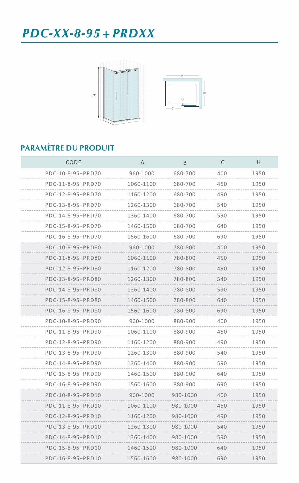GRAND VERRE Cabine de douche style industriel avec porte coulissante 100x195 et paroi latérale 100x195 accessoires chromés - 6