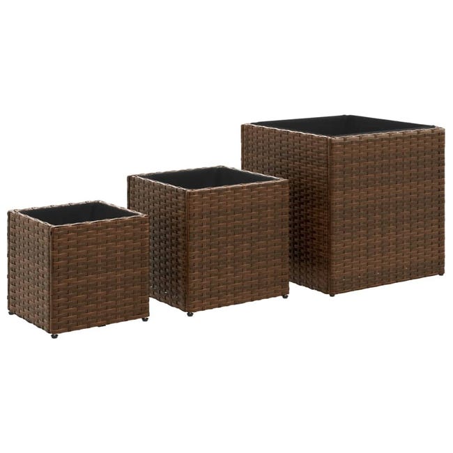 Stolmet Set di 2 fioriere quadrate alte in rattan, per interni ed esterni, con inserto (16,3 l, marrone scuro Stolmet Set di 2 fioriere quadrate alte in rattan, per interni ed esterni, con inserto (16,3 l, marrone scuro