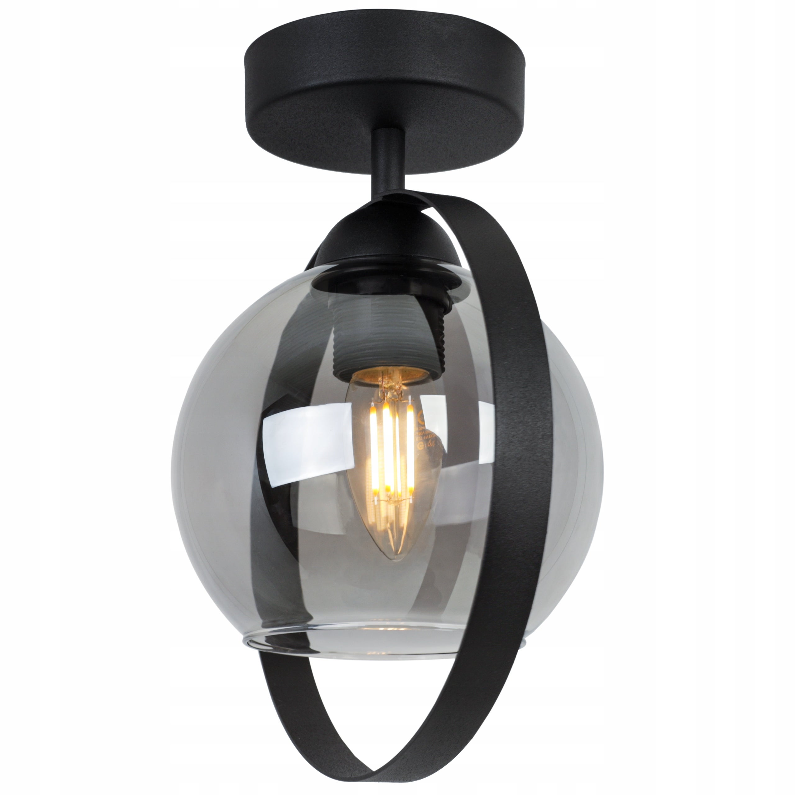 Lampa sufitowa wisząca Ring Haga modern 1xE27 abażur pierścień grafitowy Light Home LH - 4