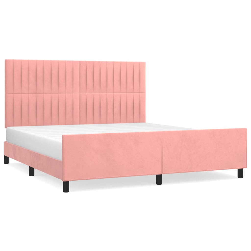Cadre de lit sans matelas rose 160 x 200 cm velours - 2