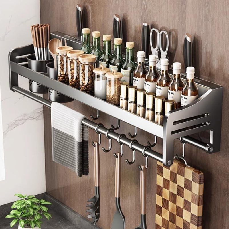 Étagère murale multifonctionnelle en acier inoxydable pour cuisines, en acier au carbone, pour 50 tasses doubles - 3
