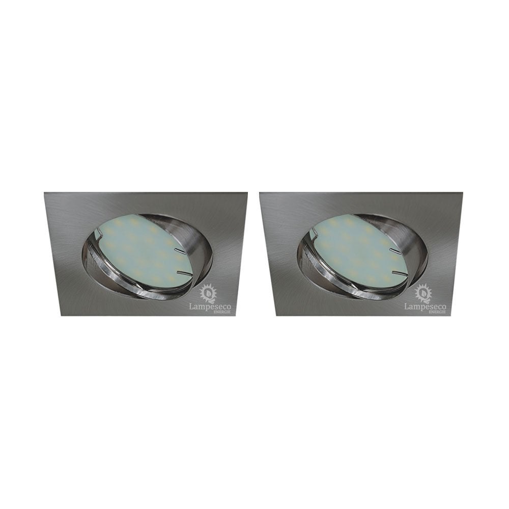 Lot de 2 spot encastrable orientable LED carré alu brossé GU10 230V eq. 50W blanc neutre - 6