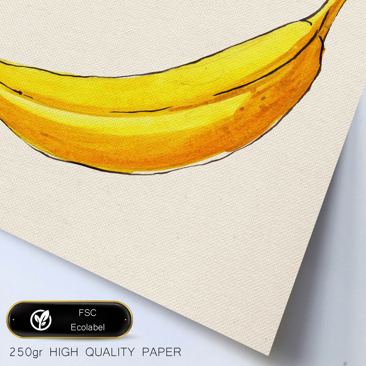 Carré Carré De Banane De Lonory. Plaft Carré De Fruits Et Légumes, Illustré De Dessins De Couleur. Cadre En Bois Clair - 2