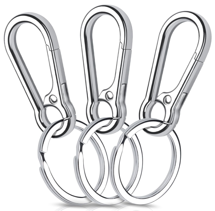 Lot De 4 Mousquetons Et 4 Anneaux Porte-clés En Métal - Alliage De Zinc, Pratiques