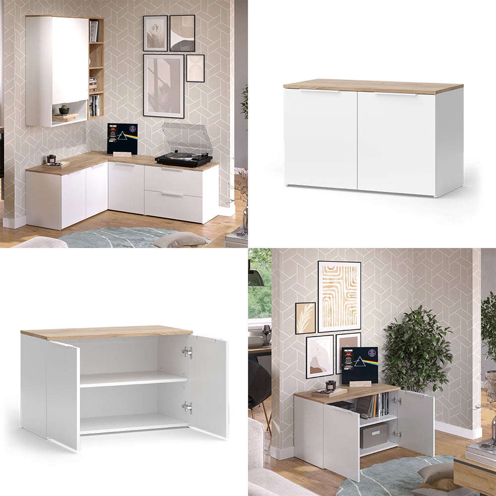 Vicco Sideboard Wido, Blanc/Sonoma, 80x50cm avec 2 portes - 8