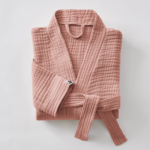 Peignoir Kimono Mixte S/M – Double Gaze de Coton Gaïa Bois de Rose