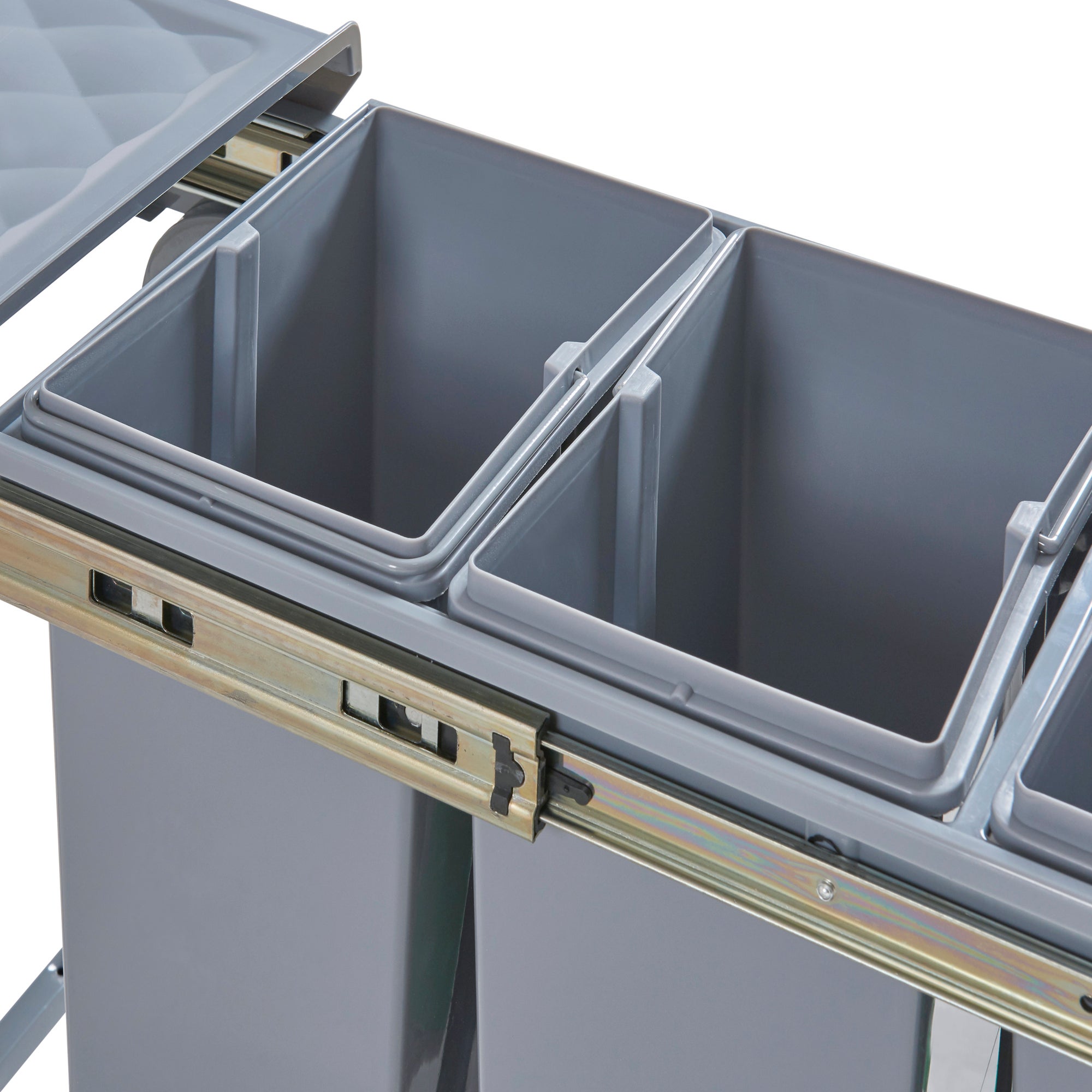 Pattumiera Estraibile con 3 Secchi Raccolta Differenziata Sistema di Estrazione Scorrevole Bidoni Sotto Lavello 3 x 10 L - 48 x 26 x 42 cm Grigio - 7