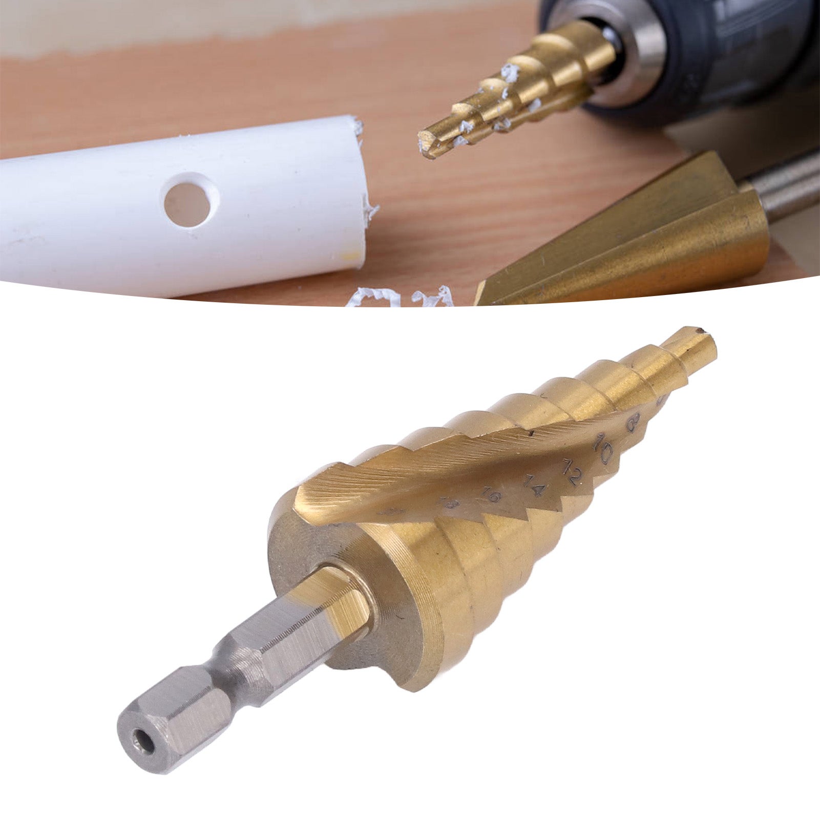 Broca Escalonada KATUR 4-22mm - 10 Pasos, Acero Rápido Con Recubrimiento De Titanio