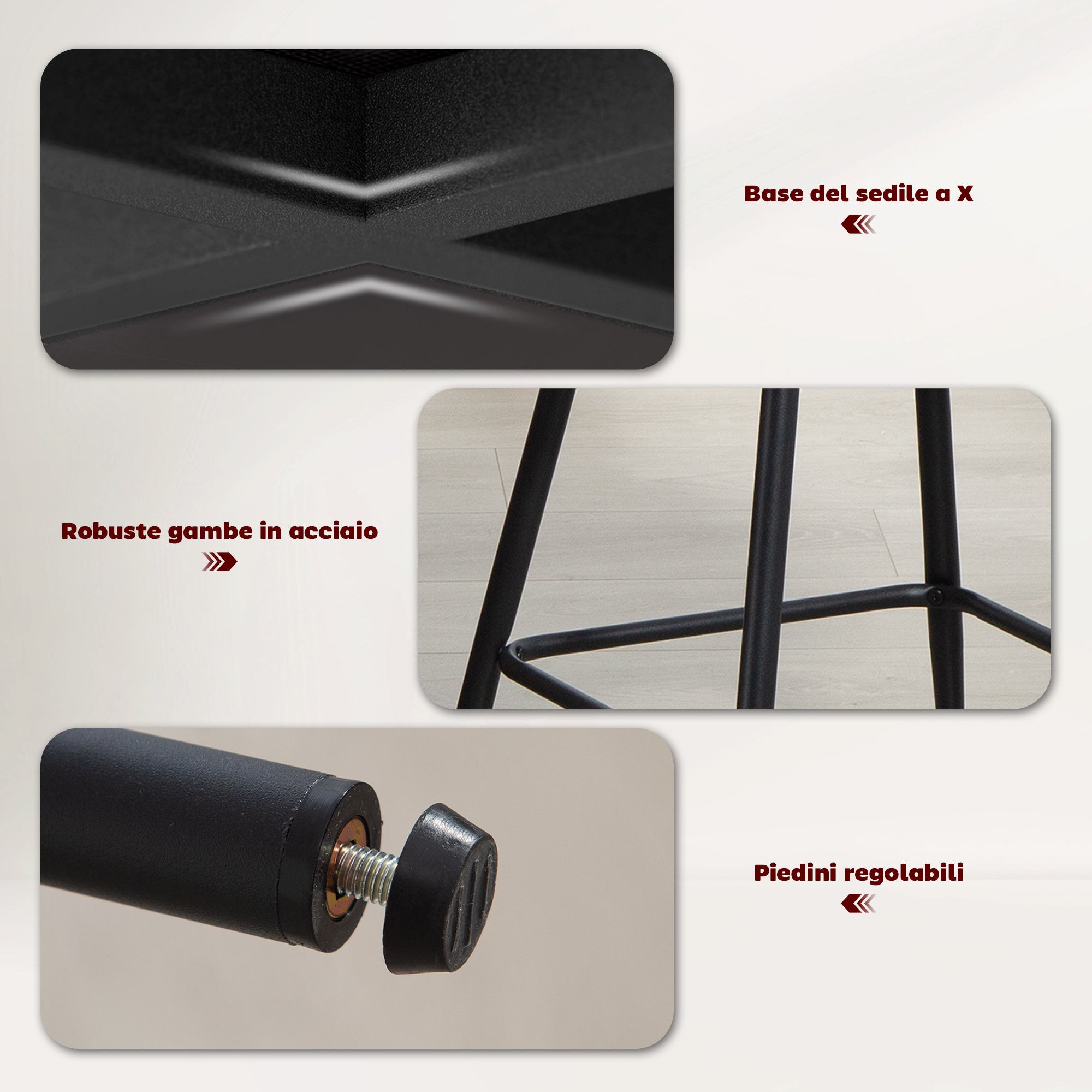 HOMCOM Set 2 Sgabelli da Bar con Schienale e Poggiapiedi, Rivestimento in Tessuto e Gambe in Acciaio, Grigio - 6